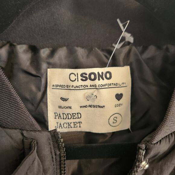 Cisono Women's Size Small Black Puffer‎ Bomber Style Jacket NWT - Picture 3 of 4